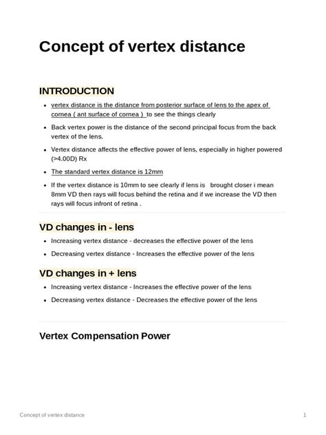 Concept of Vertex Distance | PDF