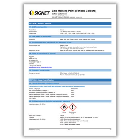 Line Marking Paint Msds