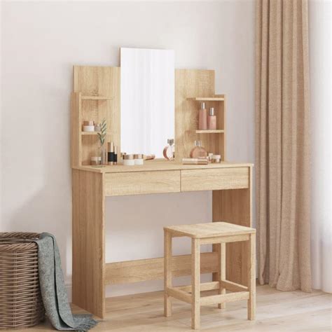 Coiffeuse avec miroir chêne sonoma 96x39x142 cm vidaXL Leroy Merlin