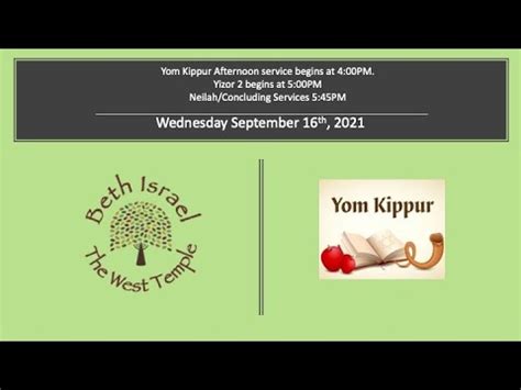 Yom Kippur Afternoon Service Begins At 4 00p Yizkor Begins At 5 00p