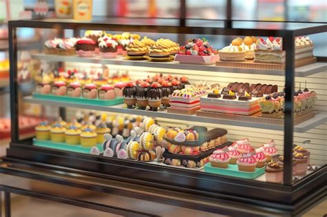 Premium Photo Bakery Display And Pastries Showcasing A Bakery Display