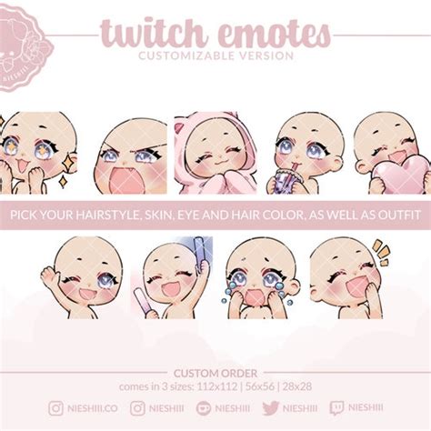 Pick Your Color Twitch Emote Kawaii Aesthetic Streamer Etsy Uk