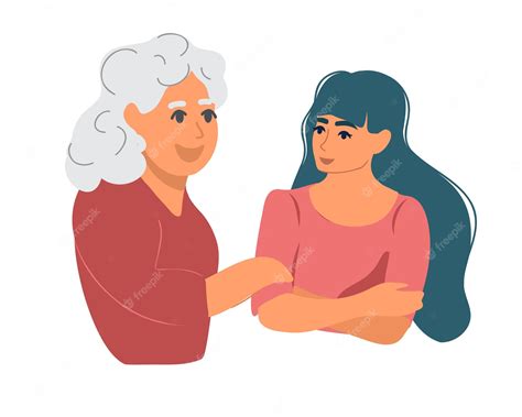 Premium Vector Grandmother Is Talking To Her Daughter And Granddaughter