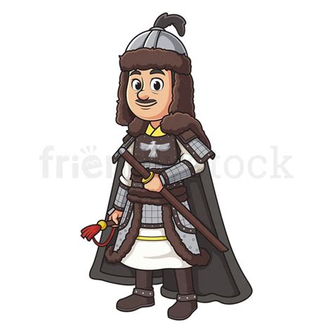 Cartoon Genghis Khan Vector Clip Art Illustration - FriendlyStock