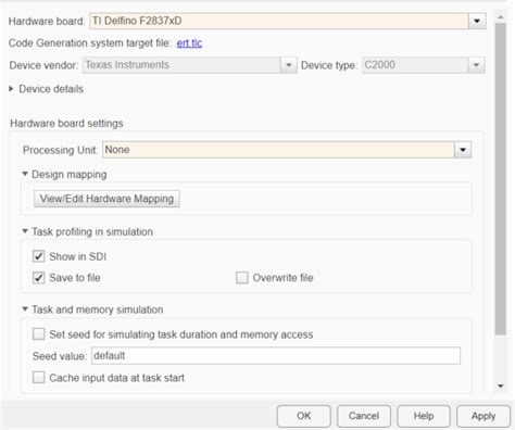 Model Configuration Parameters For Texas Instruments C Processors