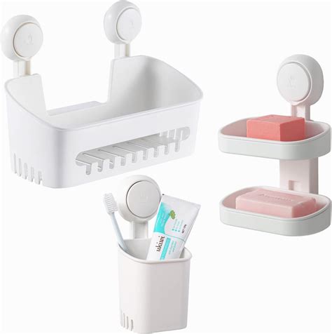 Amazon Bathroom Kitchen Suction Cup Storage Basket Set Pack Of 3