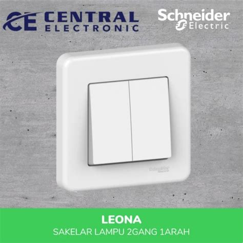 Jual Saklar Ganda Schneider LEONA 2 Gang 1 Arah IB / Saklar Seri ...