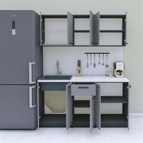 ᐉ Модульная кухня Opendoors без столешницы 160 см Антрацит/Графитовый ...