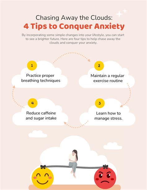 Peach and Yellow 4 Tips to Conquer Anxiety Poster