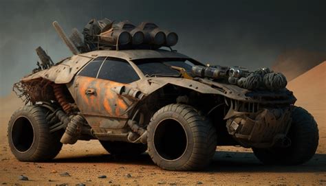 Premium AI Image | A car with a damaged top that says'mad max : fury road'on it