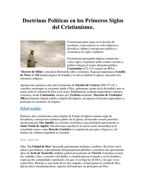 SOLUTION Doctrinas Pol Ticas En Los Primeros Siglos Del Cristianismo