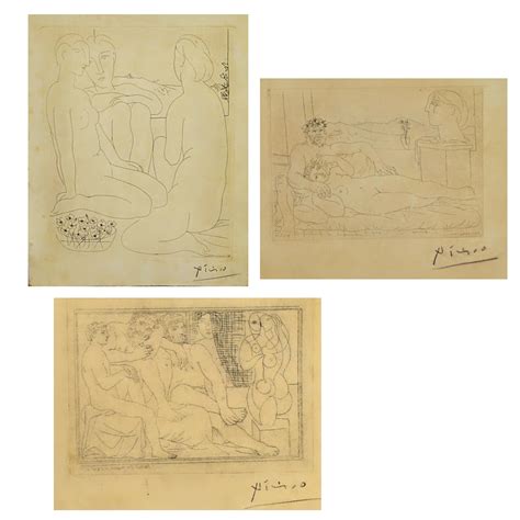 Lot Three Pablo Picasso Spanish Etchings From The