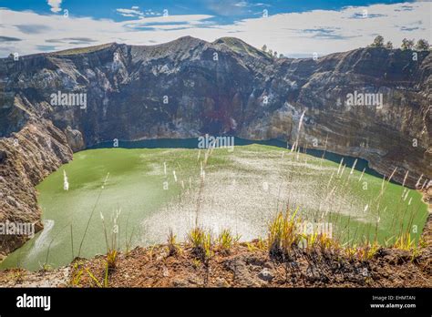 Coloured Lake At Kelimutu Flores Indonesia Stock Photo Alamy