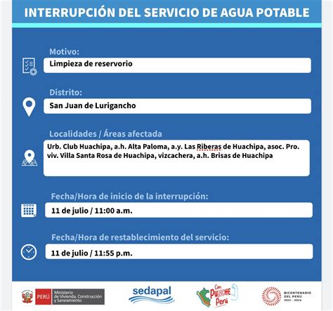 SedapalOficial on Twitter ATENCIÓN SAN JUAN DE LURIGANCHO Sedapal