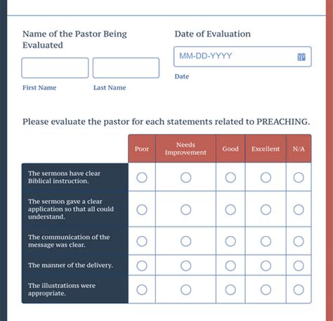 Pastors Evaluation Form Template Jotform