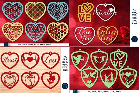 Valentine Heart Earring Svg Bundle Graphic By Ngised · Creative Fabrica