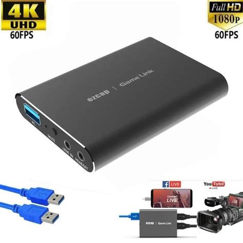 Carte d acquisition vidéo Ezcap311P 4K 60fps HDMI entrée ligne micro