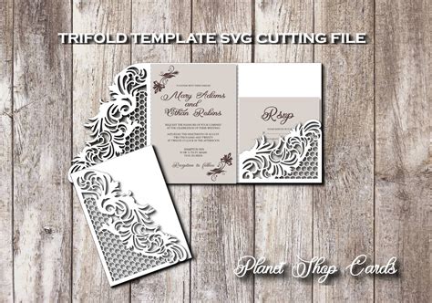 Tri Fold Wedding Invitation Template Envelope Card for | Etsy