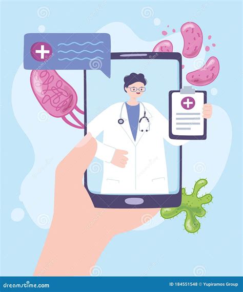 Telemedicine Hand With Smartphone Video Chat Doctor Medical Treatment