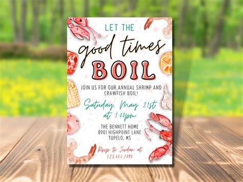 Annual Crawfish And Shrimp Boil Invitation Seafood Boil Invitation