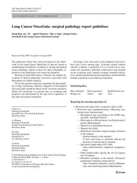 Pdf Lung Cancer Oncoguia Surgical Pathology Report Guidelines