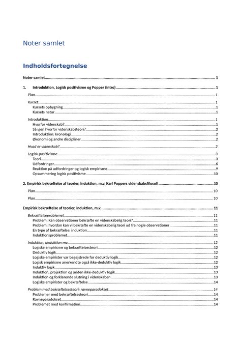 Noter Samlet Noter Samlet 1 Introduktion Logisk Positivisme Og