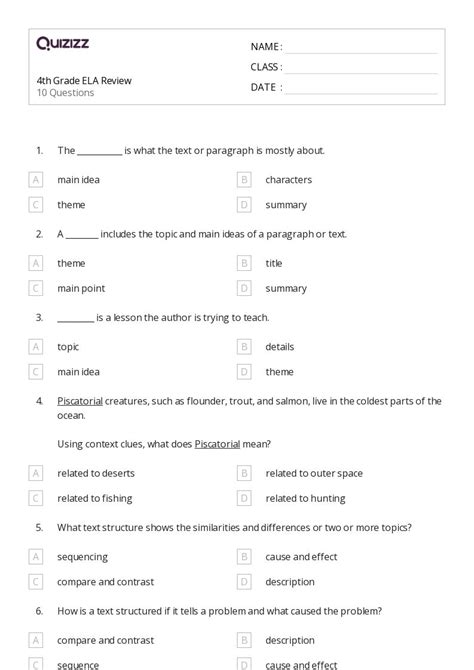 50 Paragraph Structure Worksheets For 4th Grade On Quizizz Free