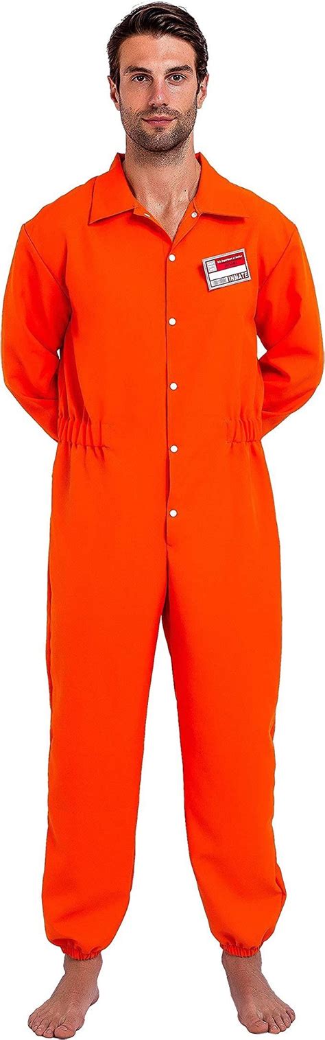 Spooktacular Creations Prisoner Jumpsuit Orange Prison Escaped Inmate Jailbird Coverall Costume