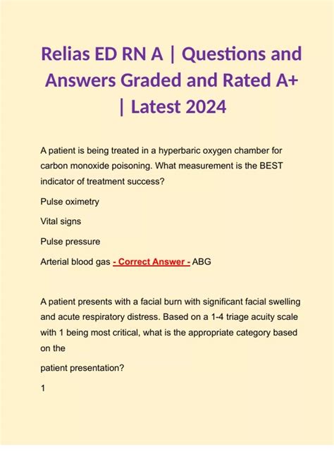 Relias ED RN A Questions And Answers Graded And Rated A Latest