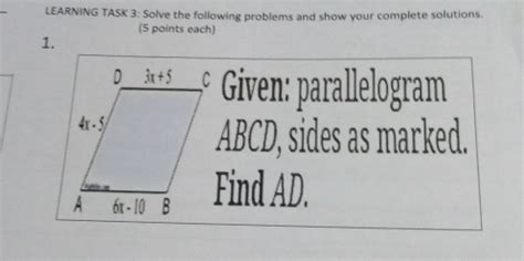 Solved LEARNING TASK 3 Solve The Following Problems And Show Your