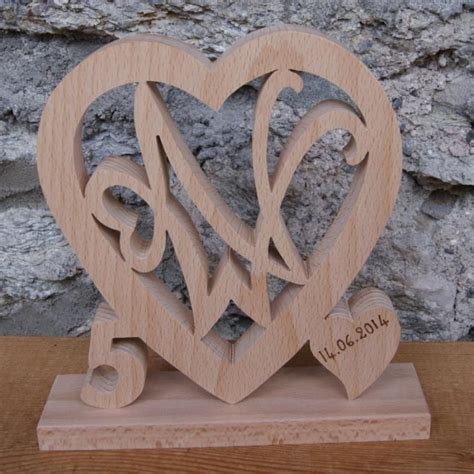 Cadeaux Coeur Initiales Personnalis Es Noce De Bois Ans De Mariage