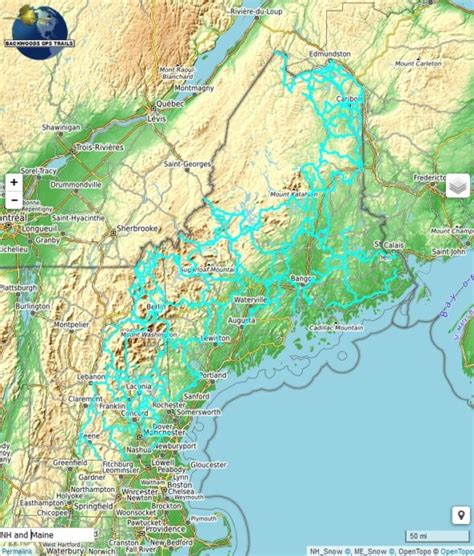 NH & ME Snowmobile Trail Map for Garmin - Backwoods GPS Trails