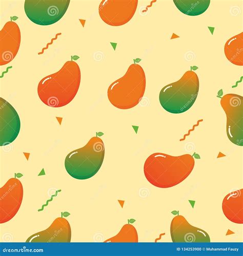 Seamless Pattern With Mango Vector Stock Vector Illustration Of