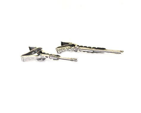 Rifle Tie Clip Rifle Tie Bar Sterling Silver Or Brass Etsy