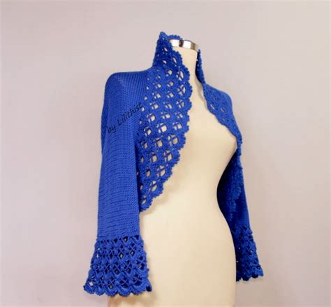 Bolero Jacket Cobalt Blue Crochet Shrug Bolero Lace Bolero Etsy