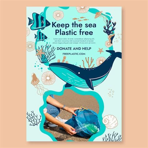 Free Vector Save The Ocean Vertical Flyer Template