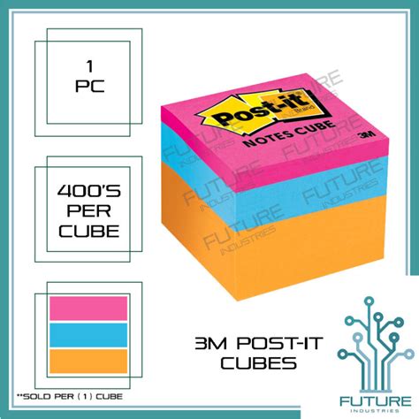 3M Post It Cubes 3 Colors In One 2051N 47 6mm X 47 6mm Sticky Note