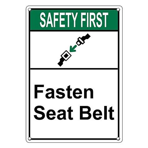 Weatherproof Plastic Vertical Ansi Safety First Fasten Seat Belt Sign With English Text And