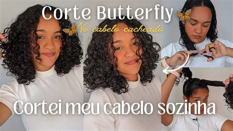 Cortando O Cabelo Cacheado SozinhaCorte Butterfly Curto YouTube