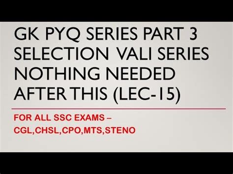 Gk Pyq Series Part Lecture Parmar Ssc Youtube