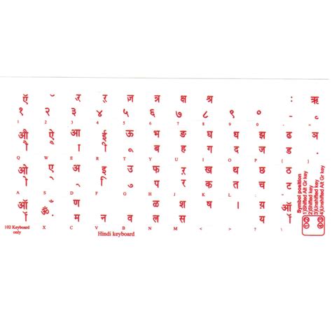 HINDI KEYBOARD STICKERS TRANSPARENT RED LETTERS | Online-Welcome.com