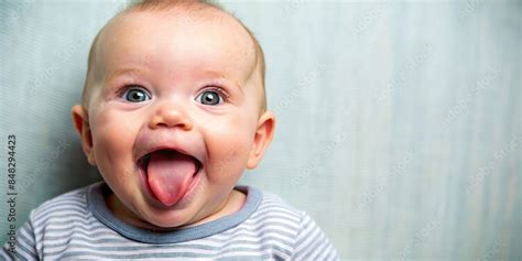 Baby making funny faces and sticking out tongue, baby, infant, child ...