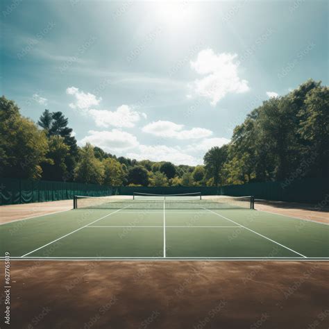 tennis court view with spotlights tennis sport theme background Stock Photo | Adobe Stock