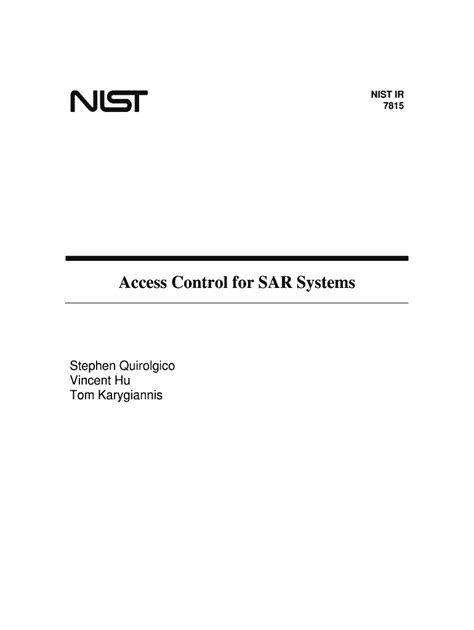 Fillable Online Csrc Nist Nistir Access Control For Sar Systems