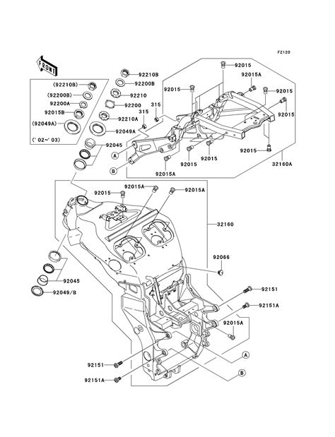 CHASSIS POUR NINJA ZX 12R ZX1200 B1H BLEU 2002 Esprit KAWASAKI La