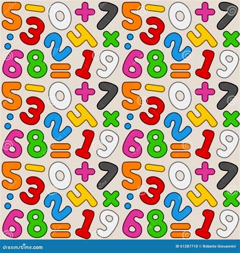 Colorful Numbers Seamless Pattern Stock Vector Illustration Of