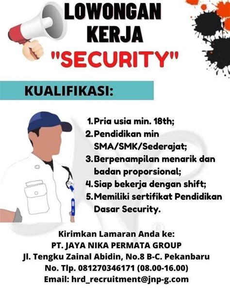 Lowongan Kerja Security Pt Jaya Nika Permata Group Karir Riau