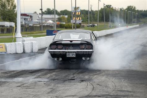 Chevrolet Vega Making Smoke Show On The Track Editorial Stock Photo