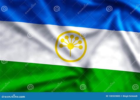 Bashkortostan Colorful Waving And Closeup Flag Illustration Stock