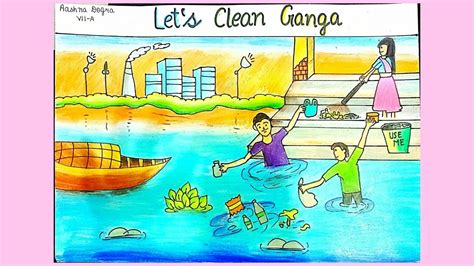 Drawing On Save Ganga River Beautiful Ganga River Drawing Idea School